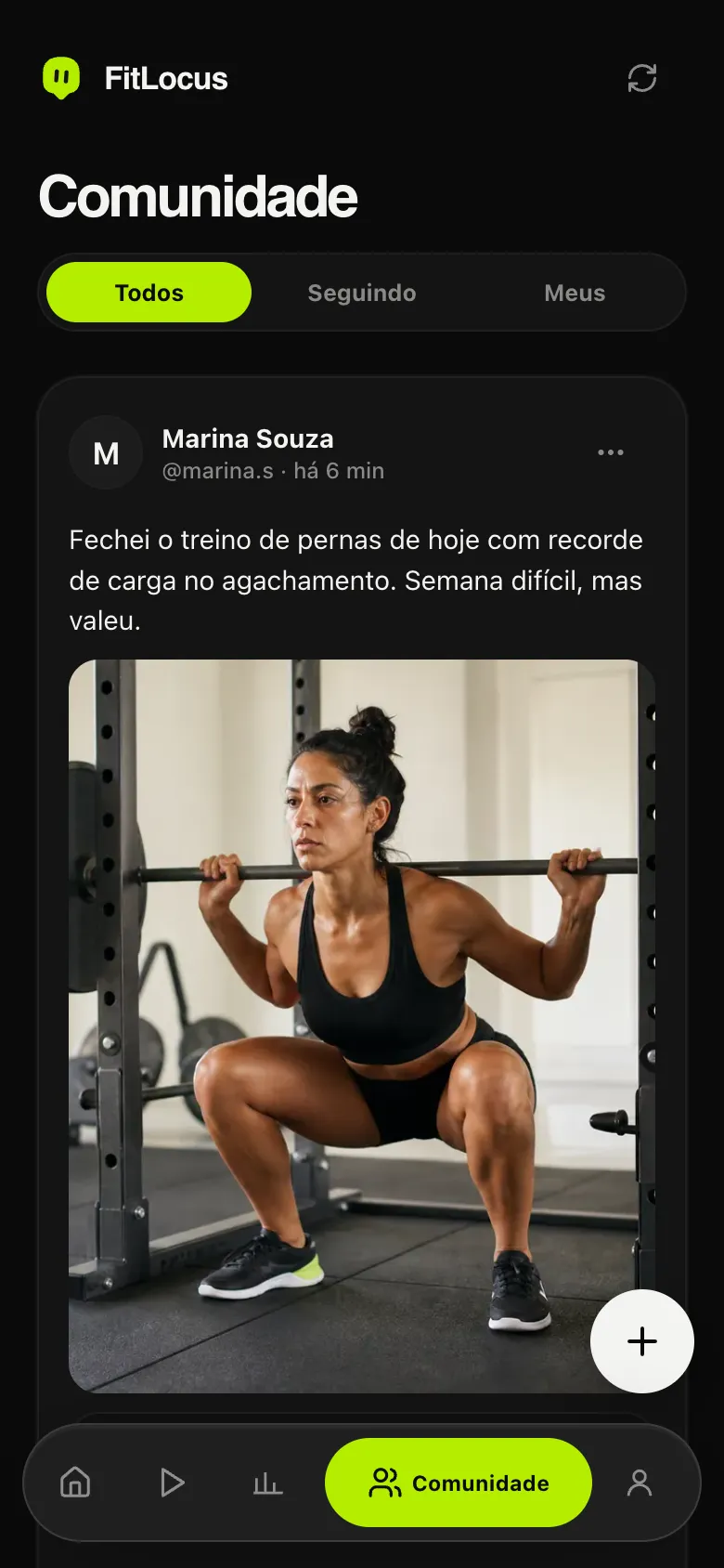 Tela da Comunidade do FitLocus